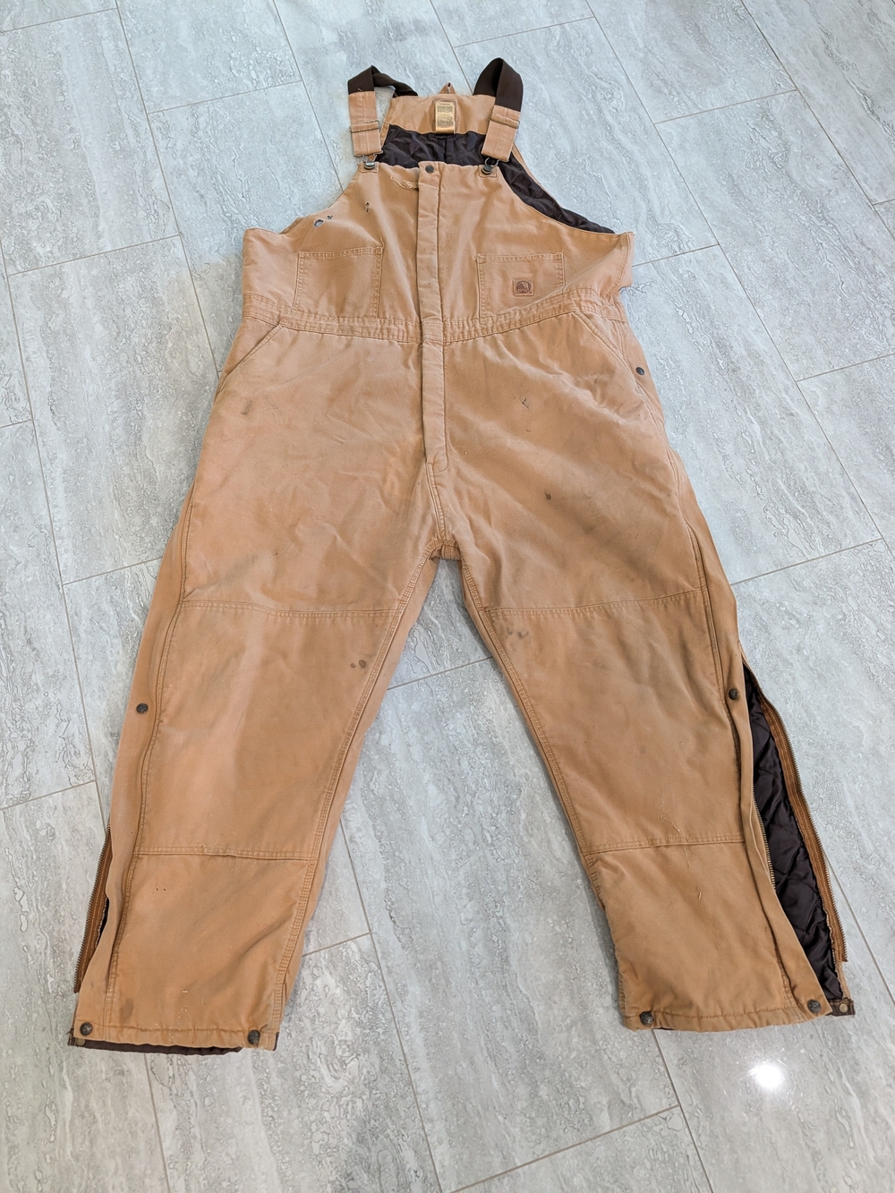 Berne 3XL Insulated Duck Bib Overalls Distressed Brown Workwear Utility Gorpe